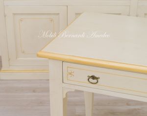 Small wooden bedroom desk with painted lacquered finish, 1 drawer